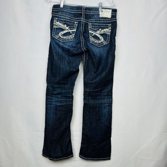 Silver Jeans Size 29 29X31 Natsuki Boot Cut Dark Wash Stretch Flap Pockets - Picture 4 of 7